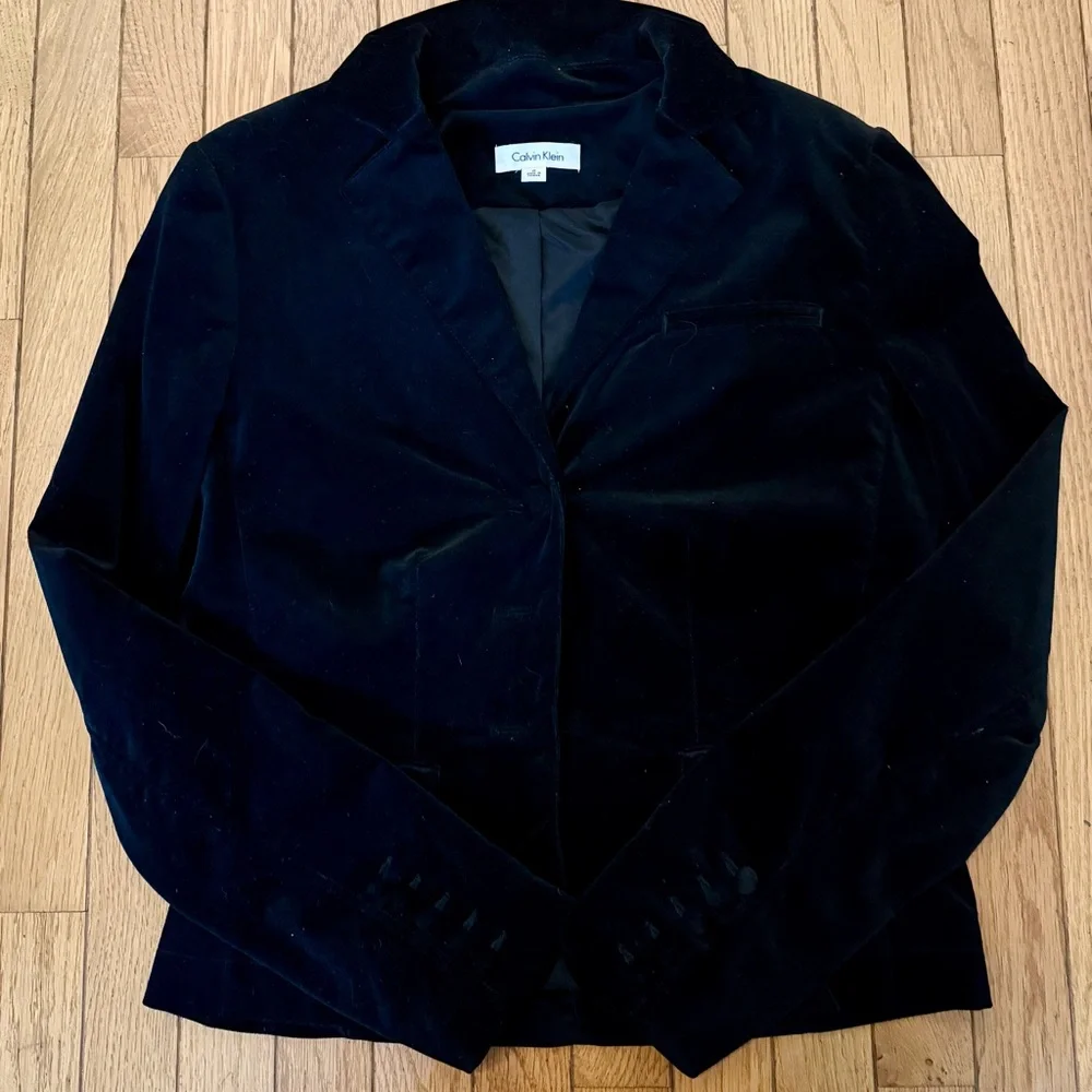 Calvin Klein Women's Black Velvet Blazer - Picture 1 of 4